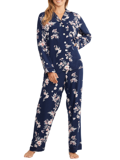 Shop Papinelle Women's Jardin Woven Pajama Set In Blue