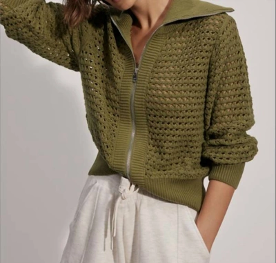 Shop Varley Eloise Full Zip Knit In Fresh Fern In Multi