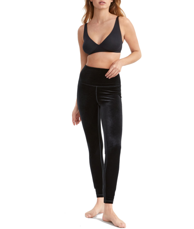 Bare Velvet High-waist Leggings In Black