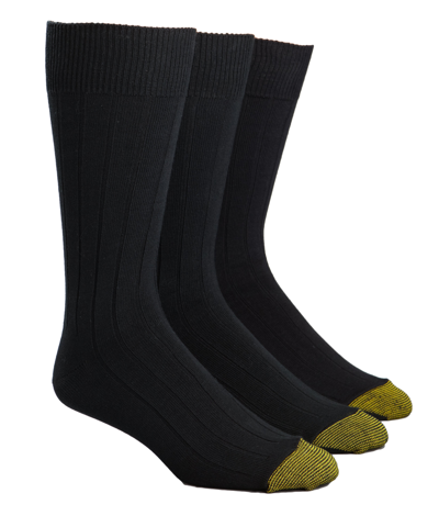 Shop Gold Toe Men's Hampton Crew Dress Socks 3-pack In Black