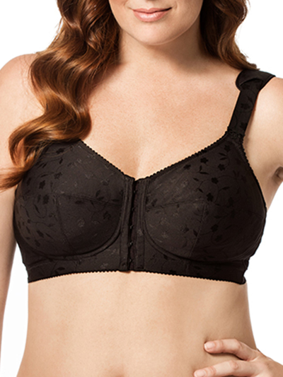 Shop Elila Women's Lexington Jacquard Front-close Wire-free Bra In Black