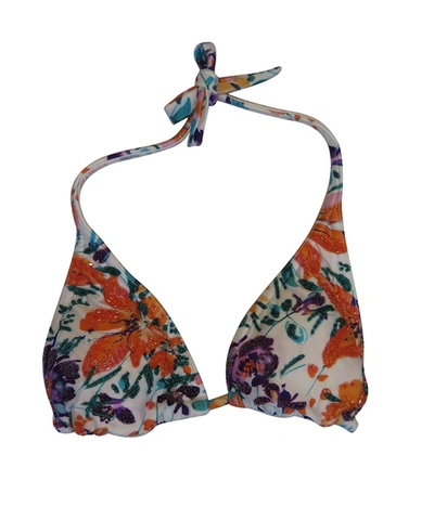 Shop Vix Women's Tide Floral Embroidered Triangle Cup Halter Strap Bikini Top In Multi