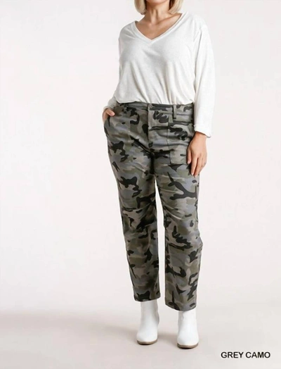 Shop Umgee Camouflage Straight Leg Plus Pant In Grey