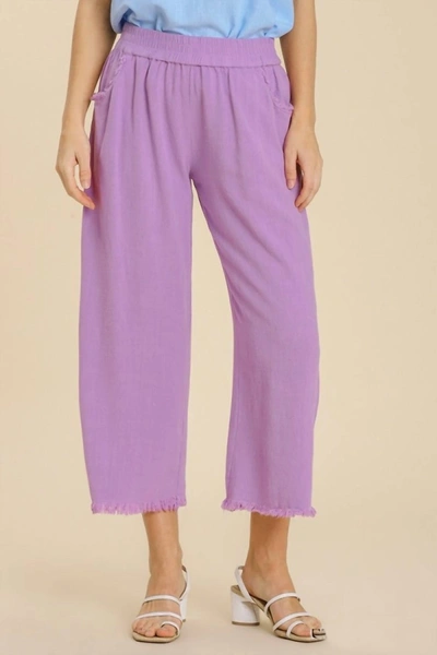 Shop Umgee Wide Leg Linen Pant With Fringe - Plus In Lavender In Purple