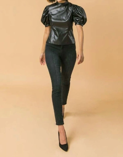 Shop Flying Monkey Womens Faux Leather Top In Black