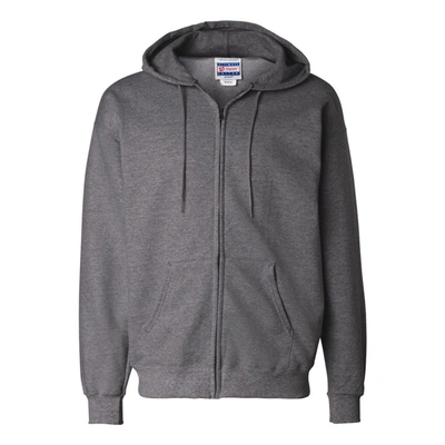 Shop Hanes Ultimate Cotton Full-zip Hooded Sweatshirt In Grey