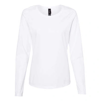 Shop Hanes Perfect-t Womens Long Sleeve Scoopneck T-shirt In White