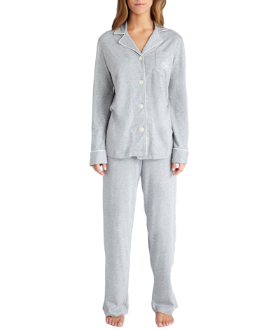 Shop Lauren Ralph Lauren Women's Hammond Knit Pajama Set In Grey
