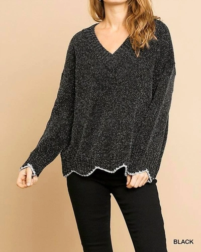 Shop Umgee Lurex Sparkle Sweater In Black