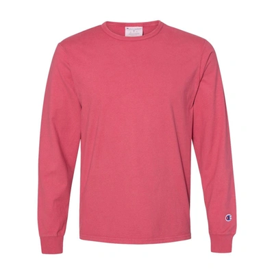 Shop Champion Garment-dyed Long Sleeve T-shirt In Pink