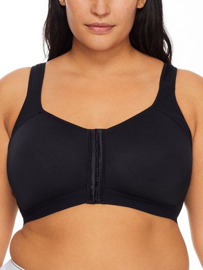 Shop Leading Lady Women's Lilian Back Smoothing Front-close Wire-free Bra In Black