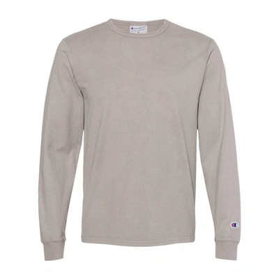 Shop Champion Garment-dyed Long Sleeve T-shirt In Grey