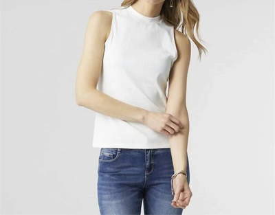 Coco + Carmen Macenna Mock Neck Ribbed Tank In Off White In White