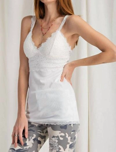 Easel Laced Bralette Cami Top In White