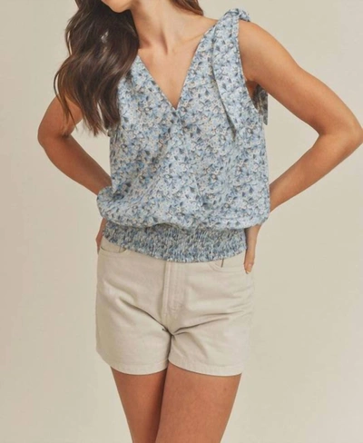 Aemi + Co Floral Tank Blouse In Sky In Blue
