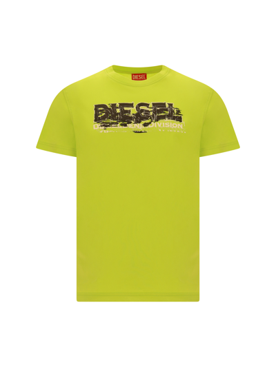 Shop Diesel T-shirt In 313 - Vivid Green