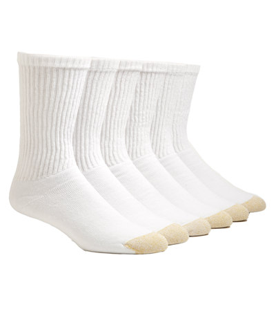 Shop Gold Toe Men's Cotton Cushion Big & Tall Crew Socks 6-pack In White