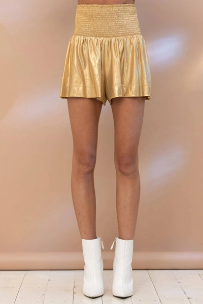 Shop Blue B Let's Cheer On The Season Shorts In Gold