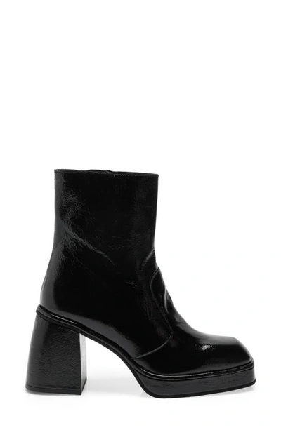 Free People Ruby Shine Womens Patent Leather Block Heel Ankle Boots In Black Patent