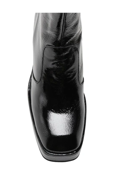 Free People Ruby Shine Womens Patent Leather Block Heel Ankle Boots In Black Patent
