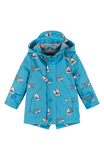 Shop Andy & Evan Kids' Shark Hooded Rain Jacket In Blue Shark