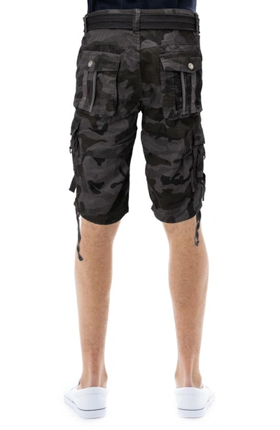 X-ray Belted Snap Button Cargo Shorts In Charcoal Camo