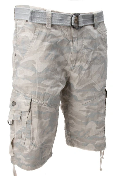 X-ray Belted Snap Button Cargo Shorts In Sand Camo
