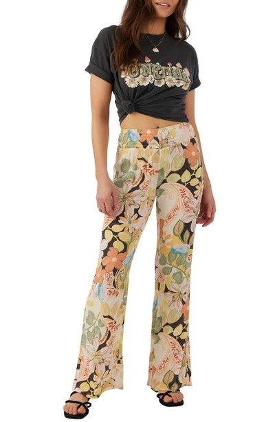Shop O'neill Johnny Floral Crepe Pants In Yellow Multi Colored