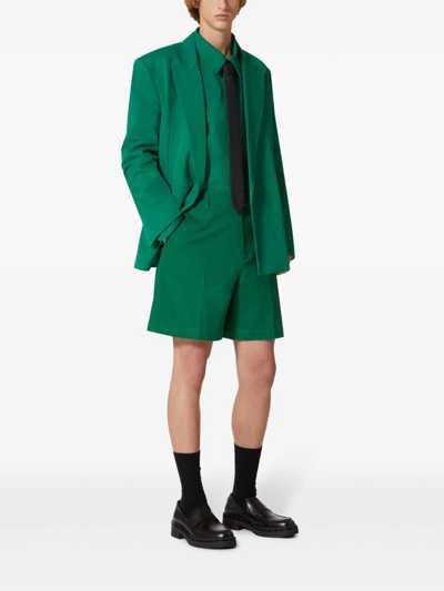 Shop Valentino Giacca Camicia Con V Detail Gommata In Green
