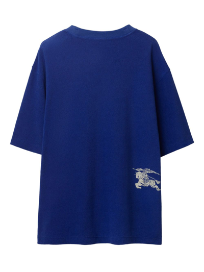 Shop Burberry T-shirt In Spugna Di Cotone In Blue