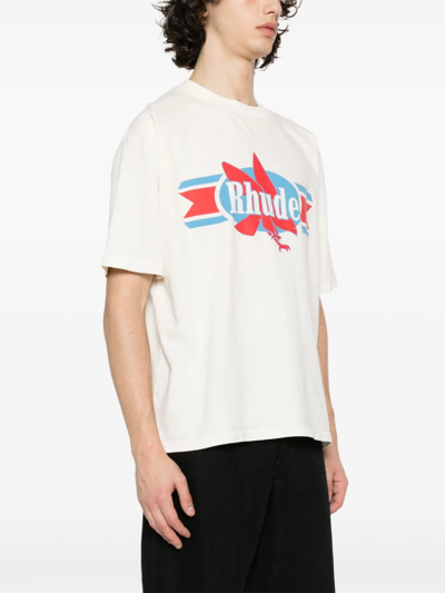 Shop Rhude T-shirt Chevron Eagle In White