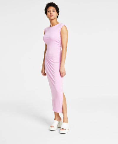 Shop Bar Iii Women's Ruched Midi Dress, Created For Macy's In Lavender Suede