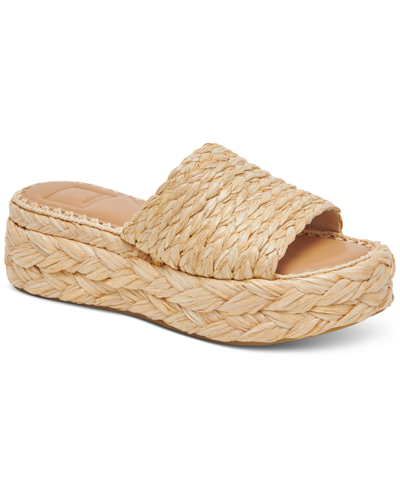 Shop Dolce Vita Women's Chavi Raffia Flatform Slide Sandals In Light Natural Raffia