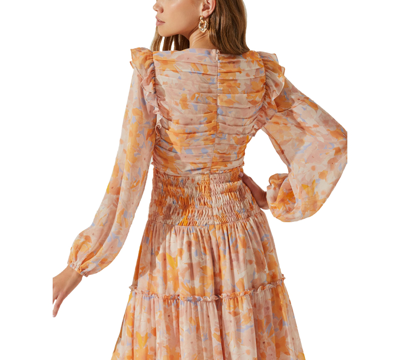 Shop Astr Women's Eloraina Ruffled Maxi Dress In Orange,blue Floral