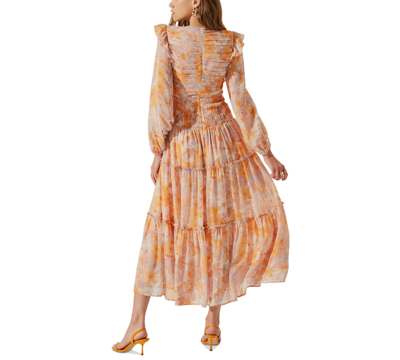 Shop Astr Women's Eloraina Ruffled Maxi Dress In Orange,blue Floral