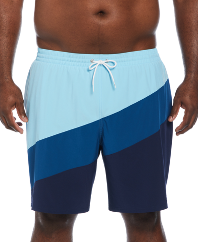 Shop Nike Men's Big & Tall Color Surge Colorblocked 9" Swim Trunks In Midnight Navy