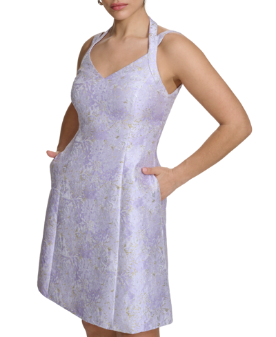 Shop Kensie Women's V-neck Jacquard A-line Dress In Lilac