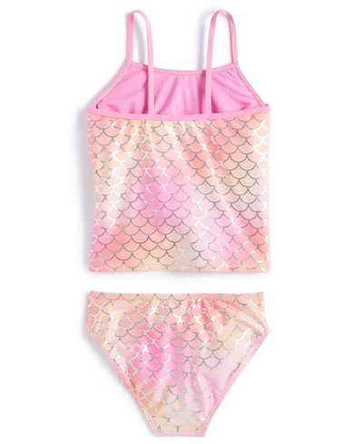 Shop Breaking Waves Big Girls 2-pc, Metallic Scales-print Flounce Tankini Swimsuit In Multi