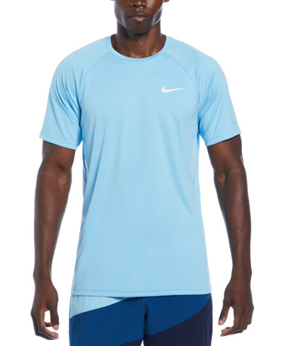 Shop Nike Men's Short Sleeve Hydroguard Logo T-shirt In Aquarius Blue