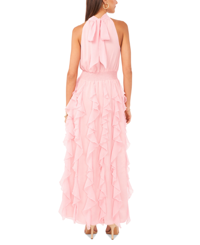 Shop 1.state Women's Sleeveless Ruffled Halter Maxi Dress In Rose Linen