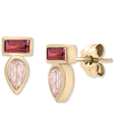 Shop Audrey By Aurate Peridot (3/8 Ct. T.w.) & Green Tourmaline (1/3 Ct. T.w.) Bezel Stud Earrings In Gold Vermeil (also A In Morganite  Pink Topaz