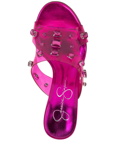 Shop Jessica Simpson Ganisa Crystal Embellished Wedge Sandals In Clear Tpu