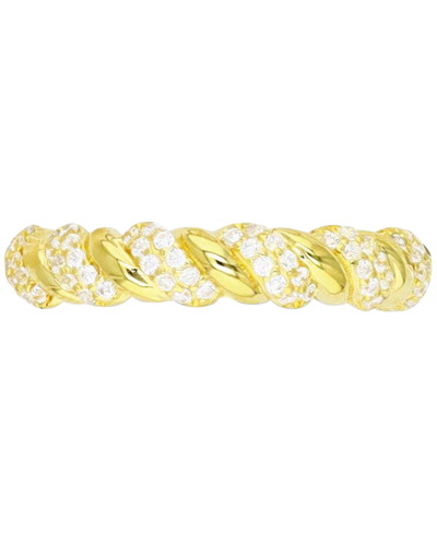 Macy's Cubic Zirconia Twist San Marcos Ring In 14k Gold-plated Sterling Silver In Gold