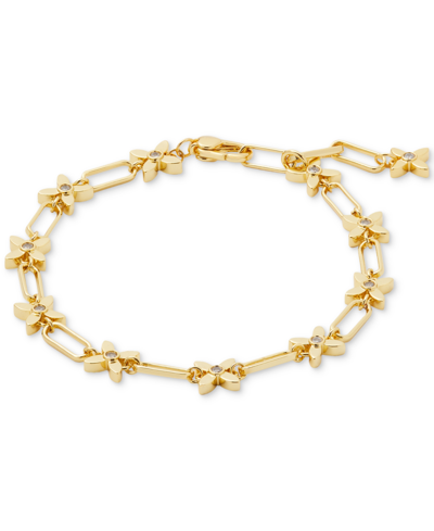 Shop Kate Spade Gold-tone Heritage Bloom Line Bracelet In Clear,gold