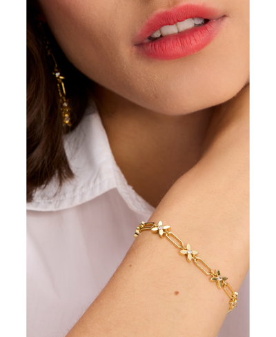 Shop Kate Spade Gold-tone Heritage Bloom Line Bracelet In Clear,gold