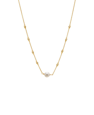 Shop By Adina Eden Diamond By The Yard Imitation Pearl Necklace In Gold