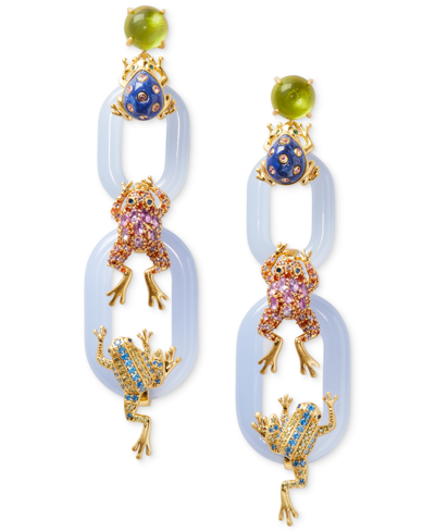 Shop Kate Spade Gold-tone Take The Leap Linear Earrings In Blue,multi