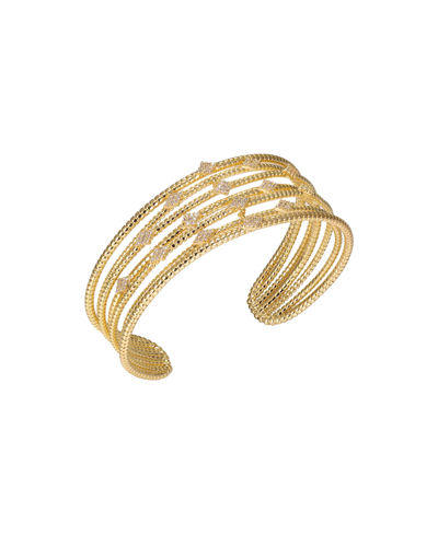 Shop By Adina Eden Pave Accented Multi Row Open Bangle Bracelet In Gold
