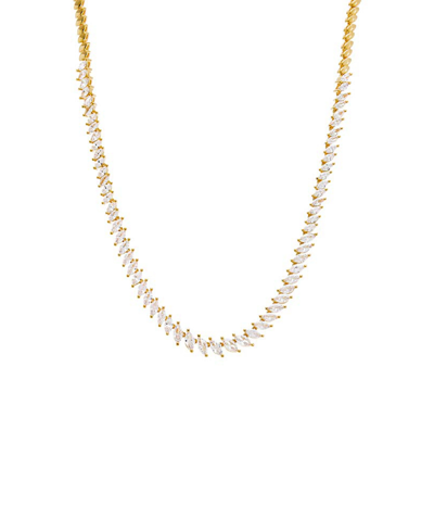 Shop By Adina Eden Cubic Zirconia Graduated Marquise Tennis Necklace In Gold