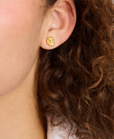 Shop Kate Spade Gold-tone Heritage Bloom Mini Stud Earrings In Gold.